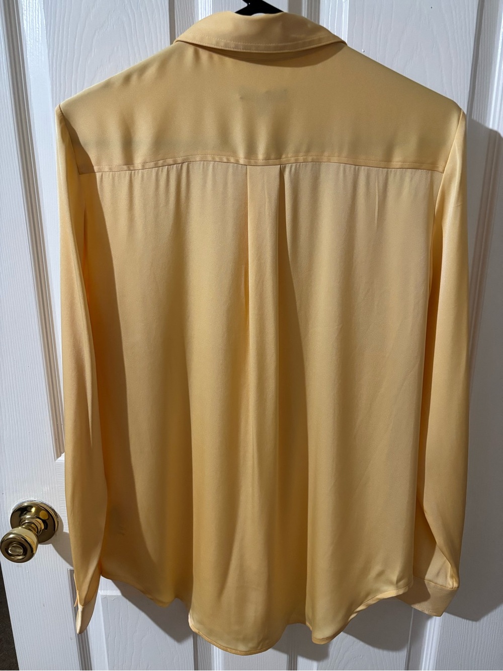 Quince Washable Stretch Silk Yellow Long Sleeve Blouse NWT Medium - Picture 4 of 6